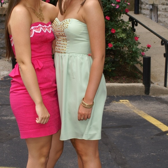 Mint Green Strapless Dress - Picture 4 of 4